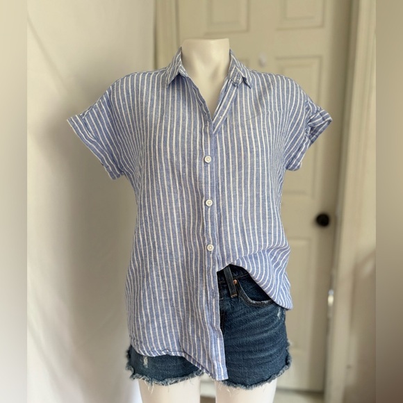 beachlunchlounge Blue and White Striped Button Down Shirt - Picture 5 of 15